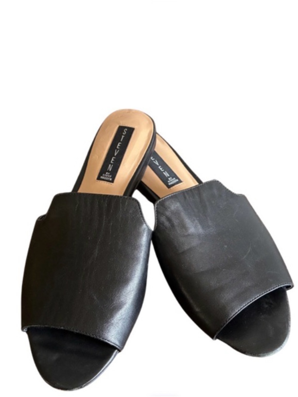 Steven by Steve Madden Sensai Leather
Slide Sandals Black Peep Toe Mule Size 9 - Picture 4 of 10